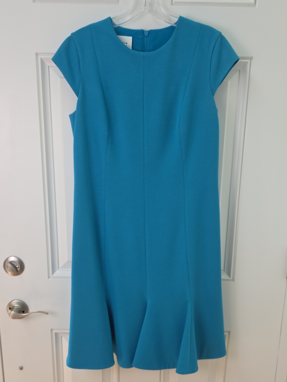 Akris Punto Teal Cap-Sleeve Lined Fit-and-Flare Dress.  Size 10